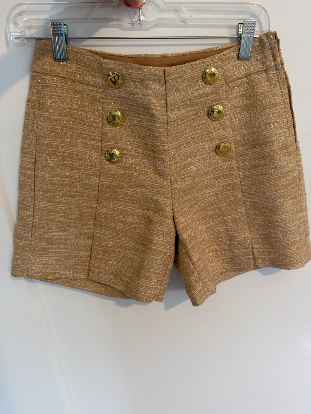 Lilly Pulitzer Tan/ Gold Linen Shorts With Gold Accent Buttons